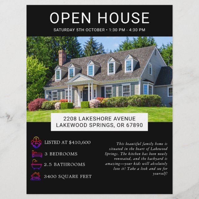Modernes Minimalistisches Real Anwesen Open House  Flyer (Vorne)
