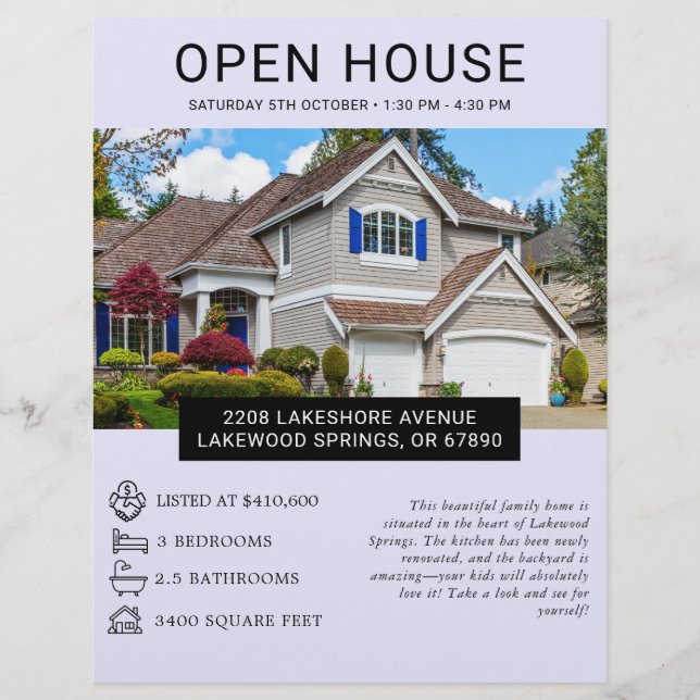 Modernes Minimalistisches Real Anwesen Open House  Flyer (Vorne)