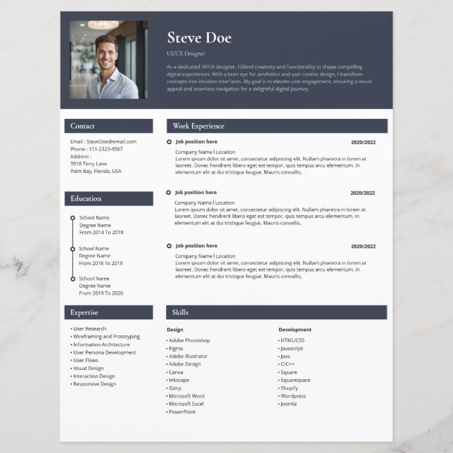 Modernes Minimalistisches Resume-Template (Vorderseite)