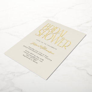 Modernes Minimalistisches Retro-Brautparty Gold Folieneinladung