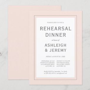 Modernes Minimalistisches Rosa Graues Probe Abende Einladung