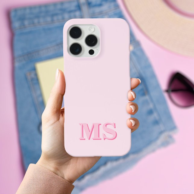 Modernes minimalistisches rosa Initial-Monogramm iPhone 16 Hülle (Von Creator hochgeladen)