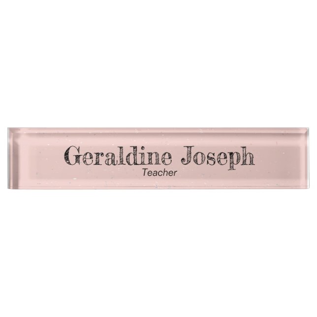 Modernes Minimalistisches Rosa Namensplakette (Vorderseite)