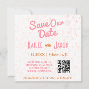 Modernes Minimalistisches Rosa und orangefarbenes Save The Date