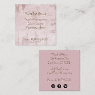 Modernes, Minimalistisches Rosa und Rose Gold Quadratische Visitenkarte