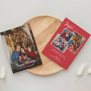 Modernes Minimalistisches Rotes Foto Freuen Sie si Feiertagskarte