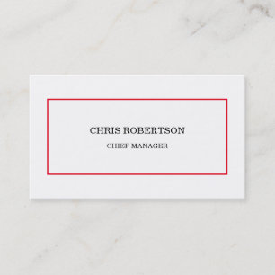 Modernes Minimalistisches Rotes Weiß Visitenkarte