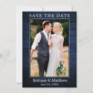Modernes Minimalistisches rustikales Blauholz Save The Date