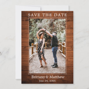 Modernes Minimalistisches rustikales Holz Save The Date