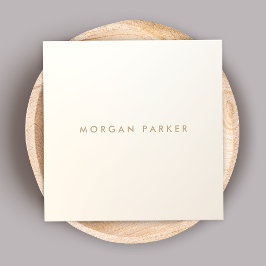 Modernes Minimalistisches Satin Ivory White Square Quadratische Visitenkarte
