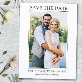 Modernes Minimalistisches Save the Date Couple Fot Postkarte