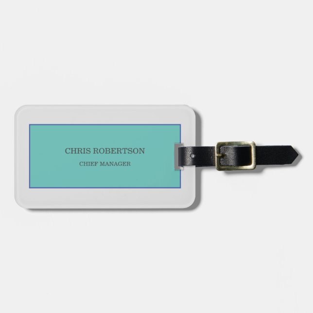 Modernes Minimalistisches Schlichtes Blau Grau hin Gepäckanhänger (Vorderseite horizontal)