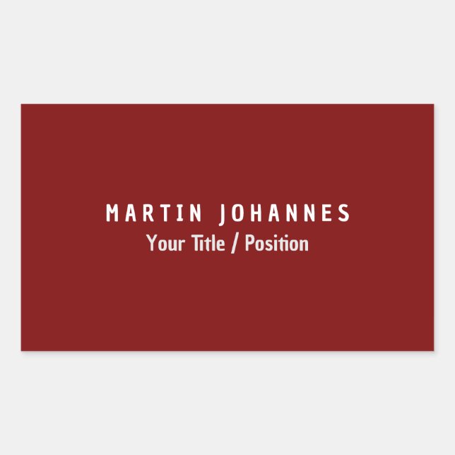 Modernes, Minimalistisches Schlichtes Elegantes De Rechteckiger Aufkleber (Vorderseite)