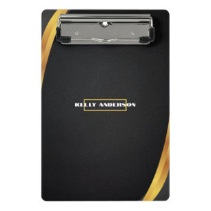 Modernes Minimalistisches Schwarz & Gold-Muster mi Mini Klemmbrett