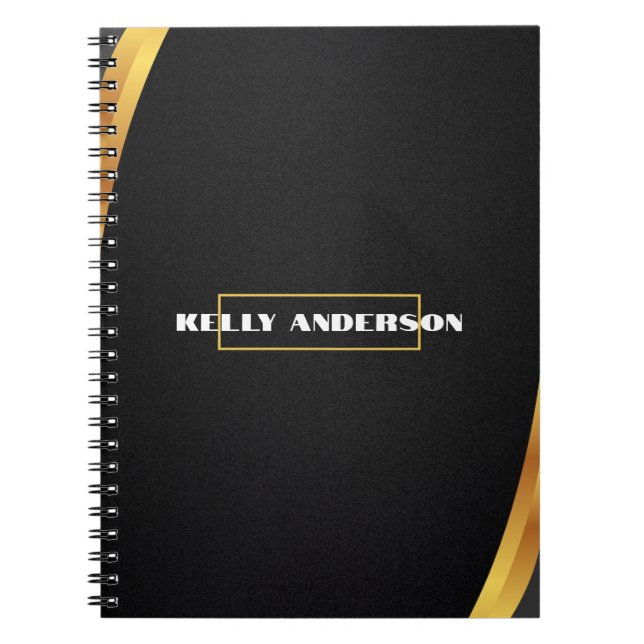 Modernes Minimalistisches Schwarz & Gold-Muster mi Notizblock (Vorderseite)