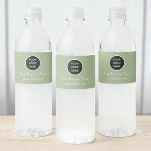 Modernes minimalistisches Schwarz-Sage Custom-Logo Wasserflaschenetikett