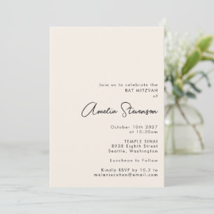 Modernes Minimalistisches Schwarz und Elfenbein Ba Einladung