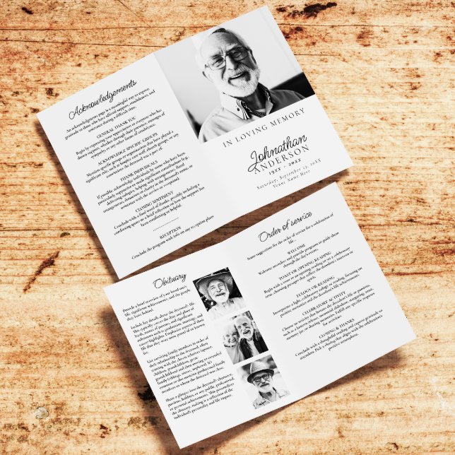 Modernes Minimalistisches Schwarz/Weiß 4-Foto gekl Programm (Von Creator hochgeladen)