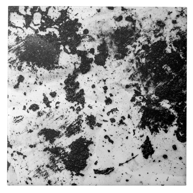 Modernes Minimalistisches Schwarz-Weiß-Abstraktes  Fliese (Vorderseite)