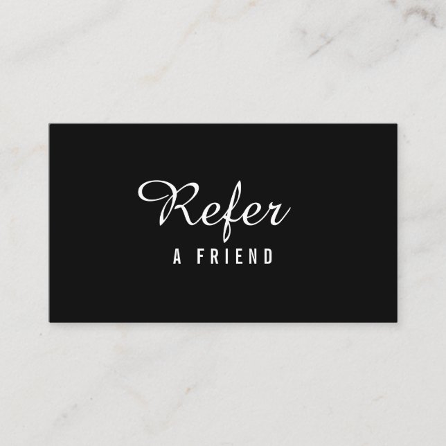 Modernes Minimalistisches Schwarz-Weiß-Beruflich Empfehlungskarte (Vorderseite)