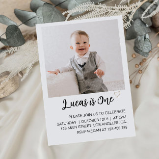 Modernes Minimalistisches Schwarz-Weiß-Foto Einladung