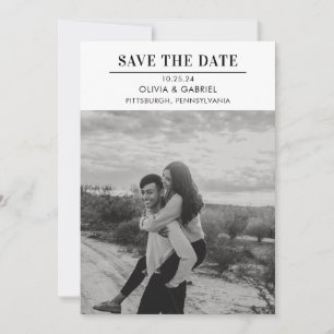 Modernes minimalistisches Schwarz-Weiß-Foto Save t The Date