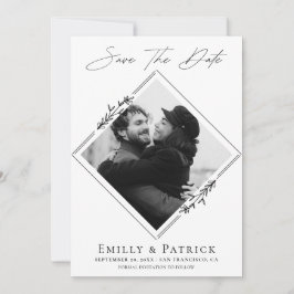 Modernes Minimalistisches Schwarz-Weiß-Foto Save The Date