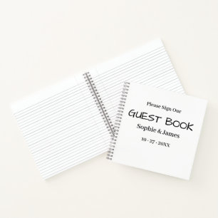 Modernes Minimalistisches Schwarz-Weiß-Gästebuch Notizbuch