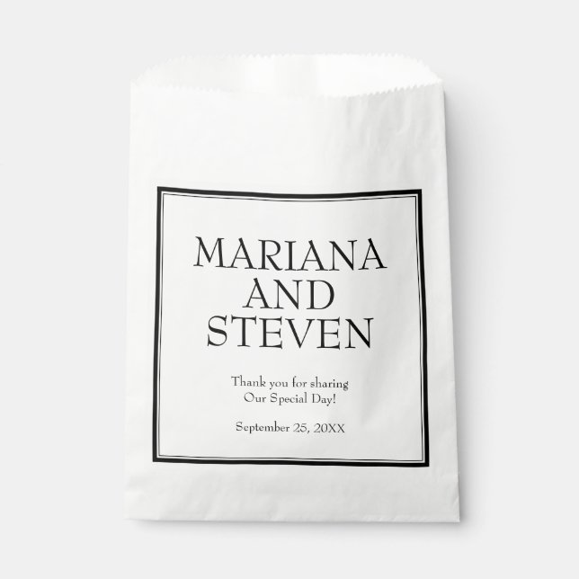 Modernes Minimalistisches Schwarz-weiß Geschenktütchen (Vorderseite)