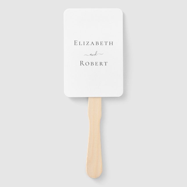 Modernes Minimalistisches Schwarz-Weiß-Hochzeitspr Fächer (Vorderseite)