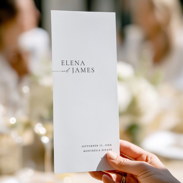 Modernes Minimalistisches Schwarz-Weiß-Hochzeitspr Programm (Modern Minimalist Black & White Wedding Program)