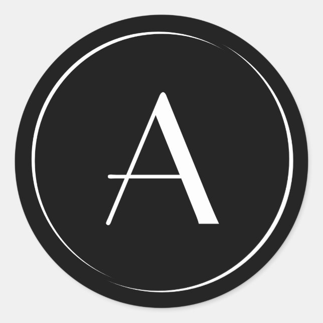 Modernes Minimalistisches Schwarz-weiß Letter Mono Runder Aufkleber (Vorderseite)