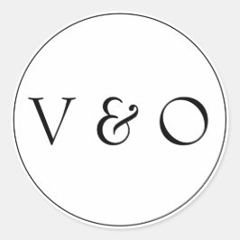 Modernes Minimalistisches Schwarz-Weiß-Monogramm Runder Aufkleber