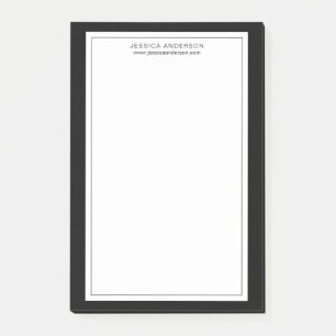 Modernes Minimalistisches Schwarz-Weiß-Personalisi Post-it Klebezettel
