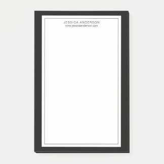 Modernes Minimalistisches Schwarz-Weiß-Personalisi Post-it Klebezettel
