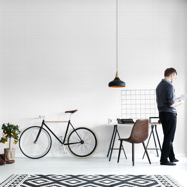 Modernes Minimalistisches Schwarz-Weiß-Schachbrett Tapete (Modern Minimalist Black and White Checkered Design Wallpaper)