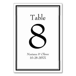 Modernes Minimalistisches Schwarz-weiß Tischnummer