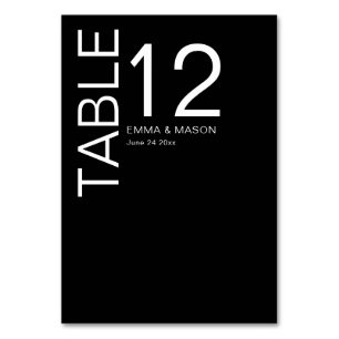 Modernes Minimalistisches Schwarz-Weiß Tischnummer