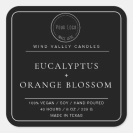 Modernes, minimalistisches Schwarz-weißes Logo-Ker Quadratischer Aufkleber