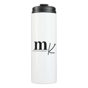 Modernes Minimalistisches Schwarz-weißes Monogramm Thermosbecher