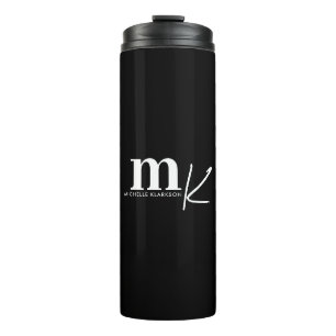 Modernes Minimalistisches Schwarz-weißes Monogramm Thermosbecher