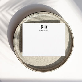 Modernes Minimalistisches Schwarz-Zwei-Monogramm Mitteilungskarte