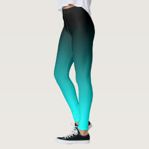 Modernes Minimalistisches Schwarzes Aqua Gradient Leggings