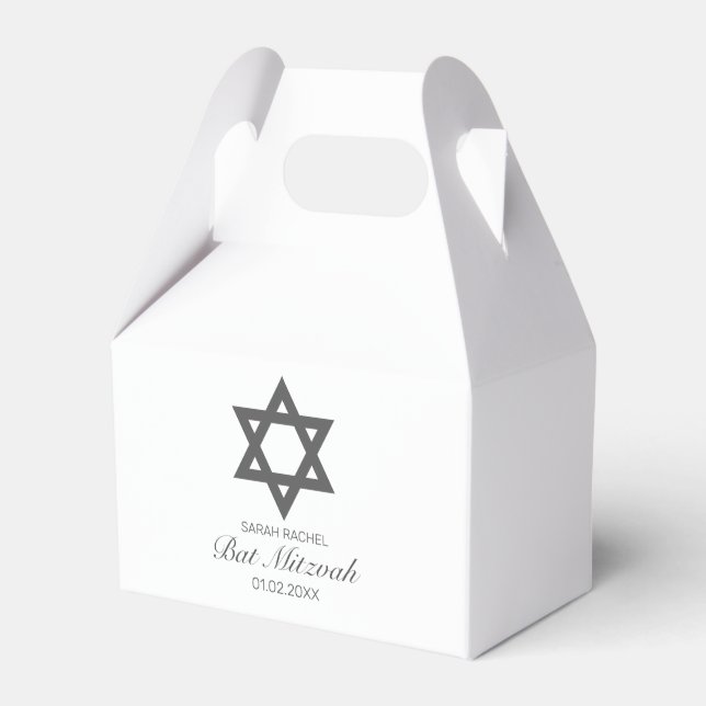 Modernes Minimalistisches Schwarzes Bar Bat Mitzva Geschenkschachtel (Vorderseite)