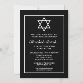 Modernes Minimalistisches Schwarzes Bat Mitzvah Einladung