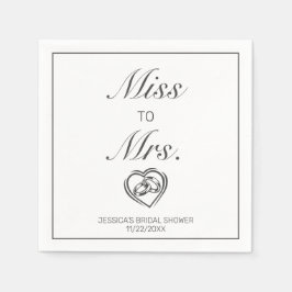 Modernes Minimalistisches Schwarzes Brautparty Serviette