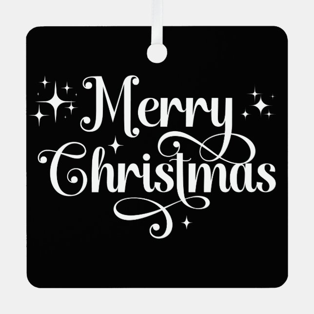 Modernes Minimalistisches Schwarzes Frohe Weihnach Ornament Aus Metall (Vorderseite)
