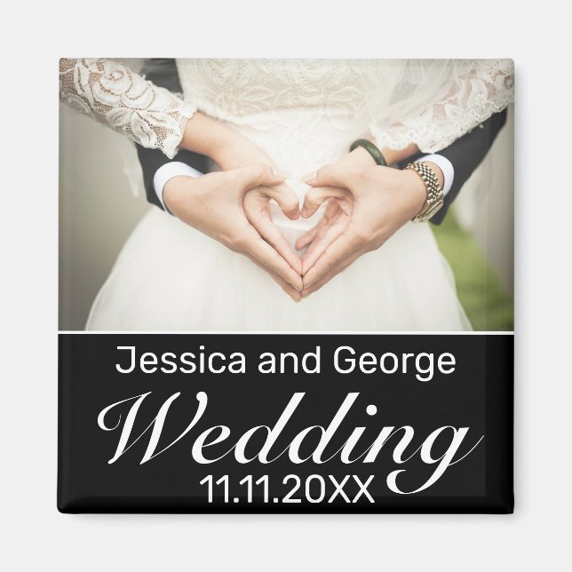 Modernes Minimalistisches Schwarzes Hochzeitssembl Magnet (Vorne)