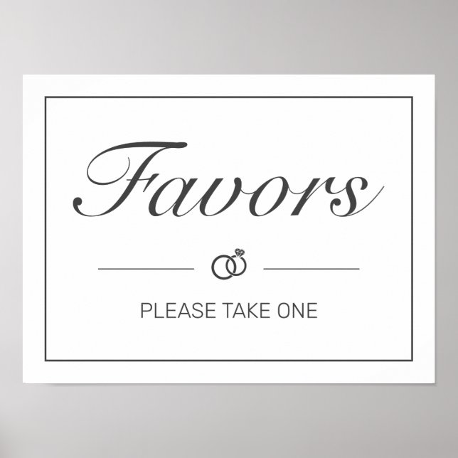 Modernes, Minimalistisches Schwarzes Hochzeitszeic Poster (Vorne)