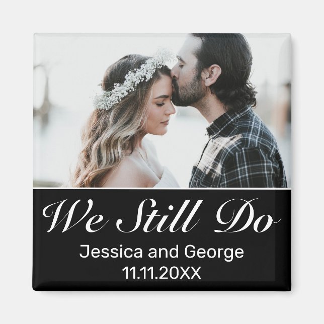 Modernes Minimalistisches Schwarzes Jubiläum-Foto Magnet (Vorne)